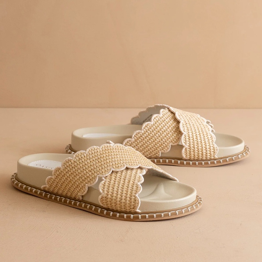 Women's Beige Slide Sandals